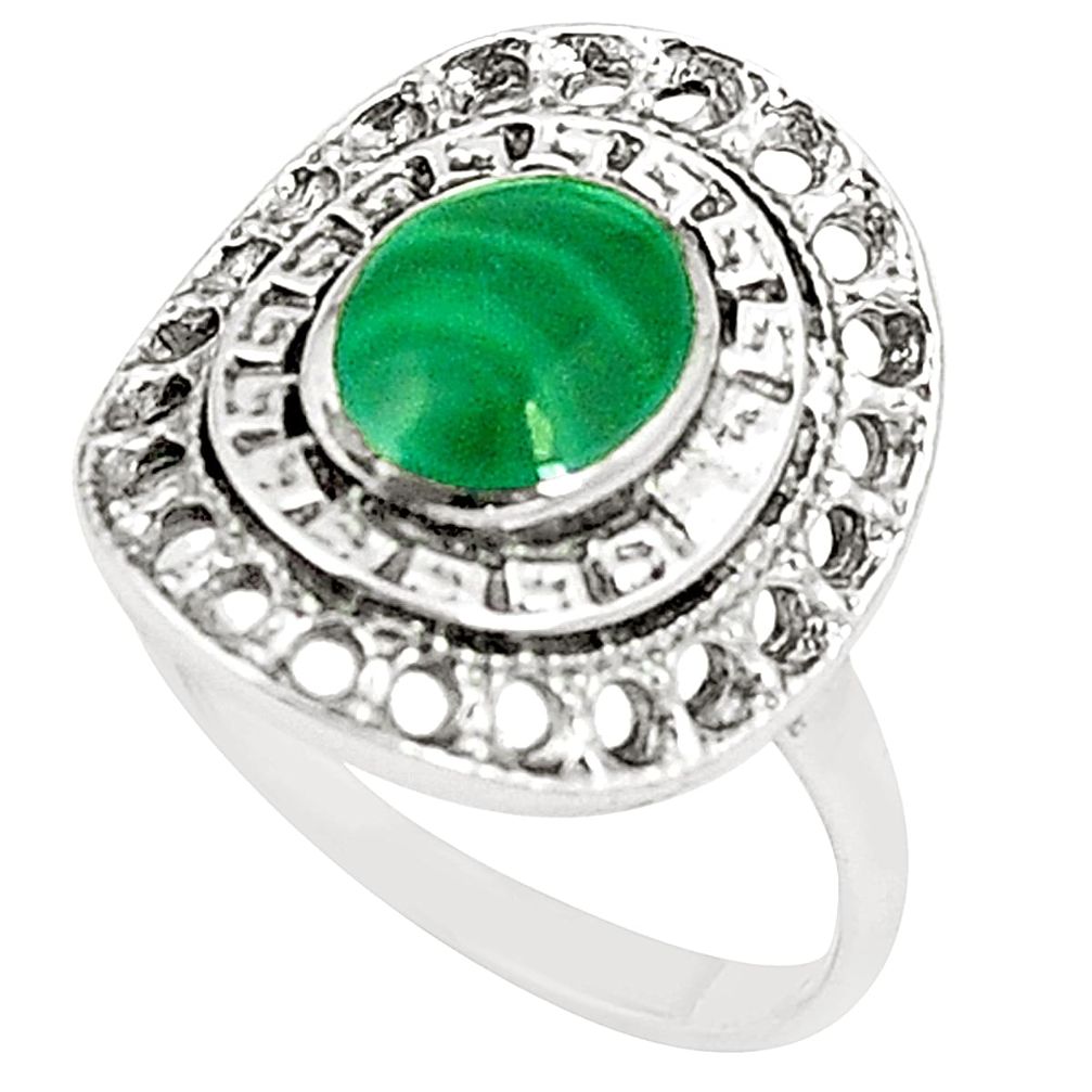 Natural green malachite (pilot's stone) 925 silver ring size 8.5 a80990