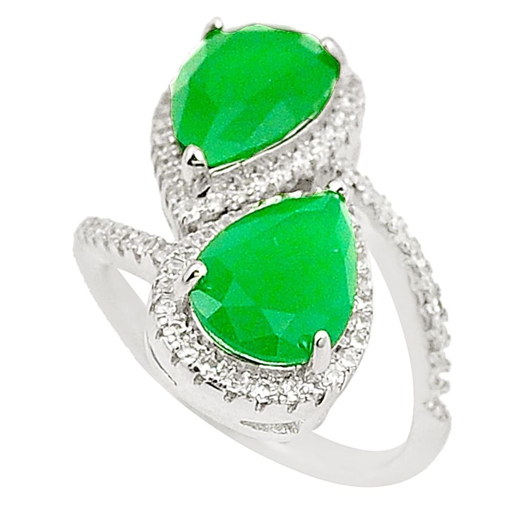 Green emerald quartz topaz 925 silver adjustable ring jewelry size 7 a81190
