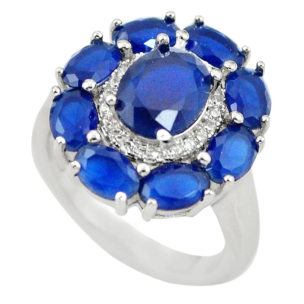 925 sterling silver blue sapphire quartz topaz ring jewelry size 7.5 a81298