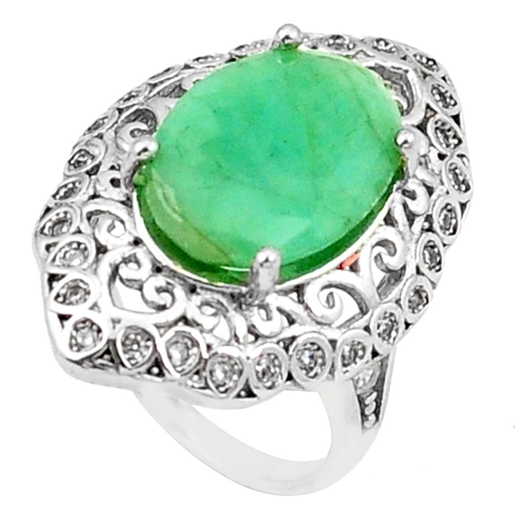 7.77cts natural green emerald topaz 925 sterling silver ring size 6 a81703