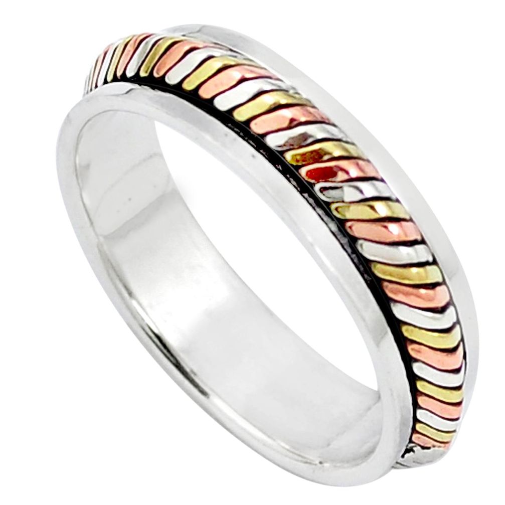 Victorian 925 sterling silver two tone spinner band ring jewelry size 10 a82708