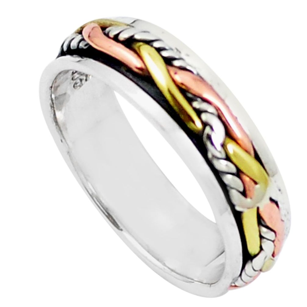 925 sterling silver victorian two tone spinner band ring jewelry size 8.5 a82720