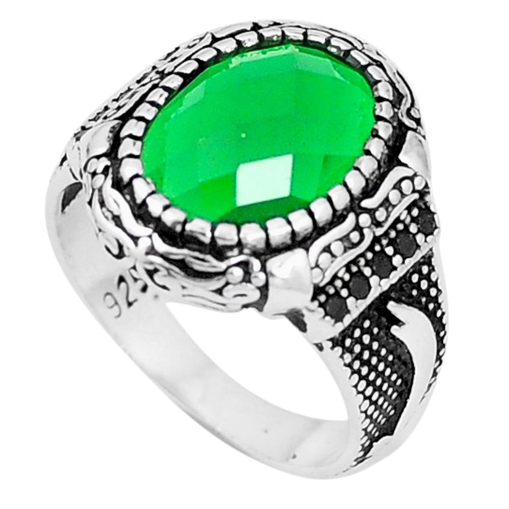 Green emerald quartz topaz 925 sterling silver mens ring size 8.5 a82979