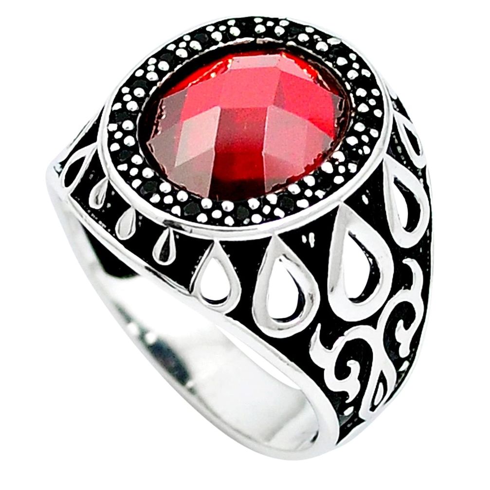 Red garnet quartz topaz 925 sterling silver mens ring size 9.5 a83004