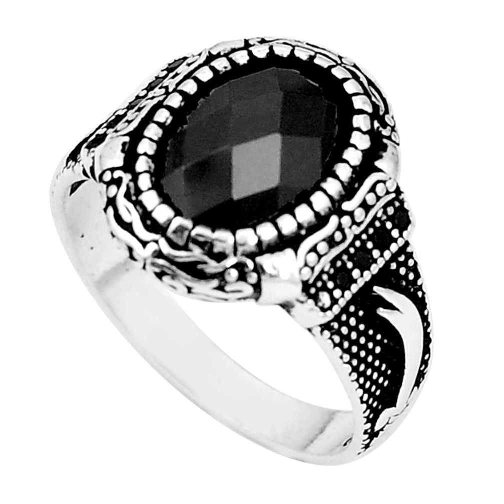Natural black onyx topaz 925 sterling silver mens ring size 11.5 a83048