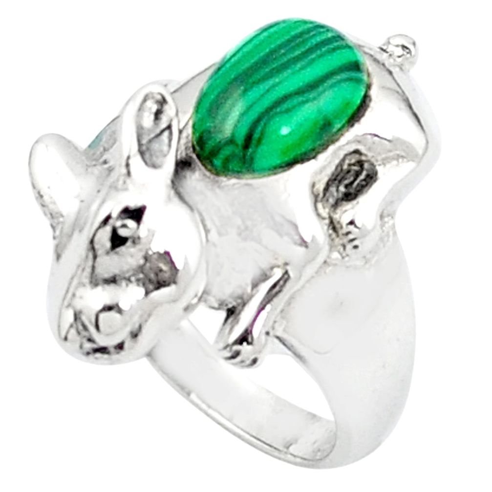 925 sterling silver natural green malachite (pilot's stone) ring size 6.5 a83200