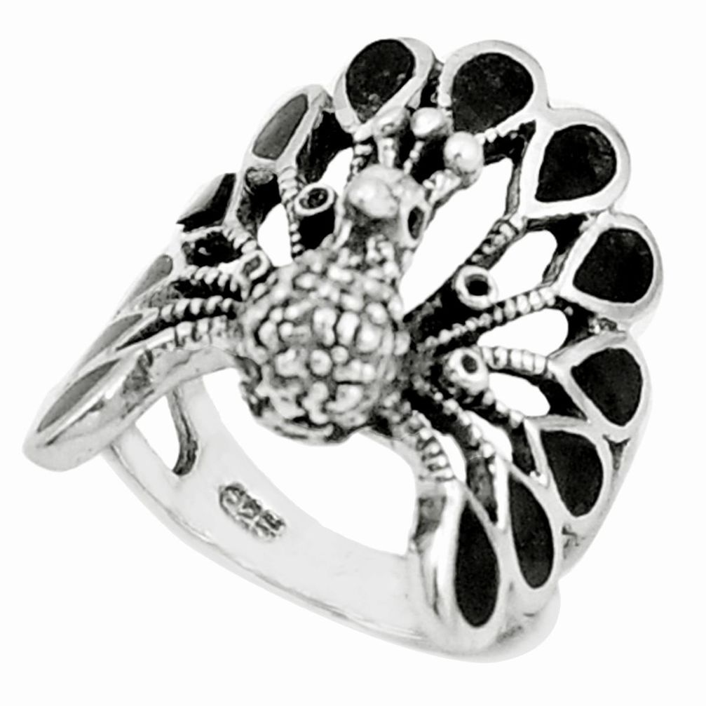 Black onyx enamel 925 sterling silver ring jewelry size 5.5 a83213