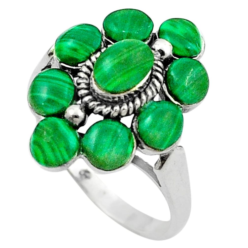 Natural green malachite (pilot's stone) 925 silver ring size 9.5 a84275