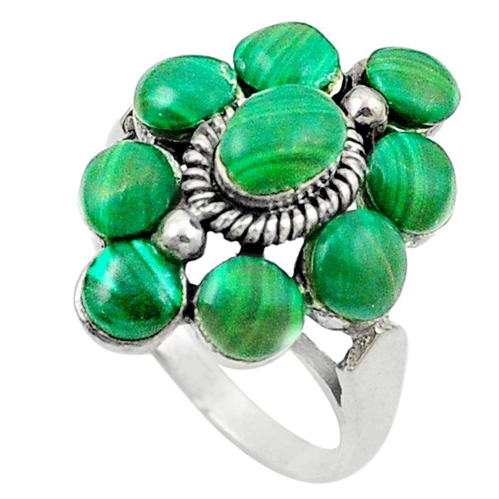 Natural green malachite (pilot's stone) 925 silver ring size 5.5 a84276