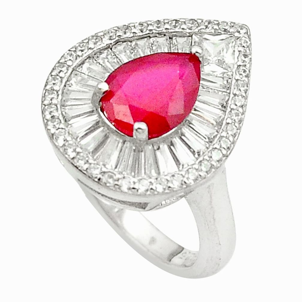 925 sterling silver red ruby quartz white topaz ring jewelry size 6 a84430