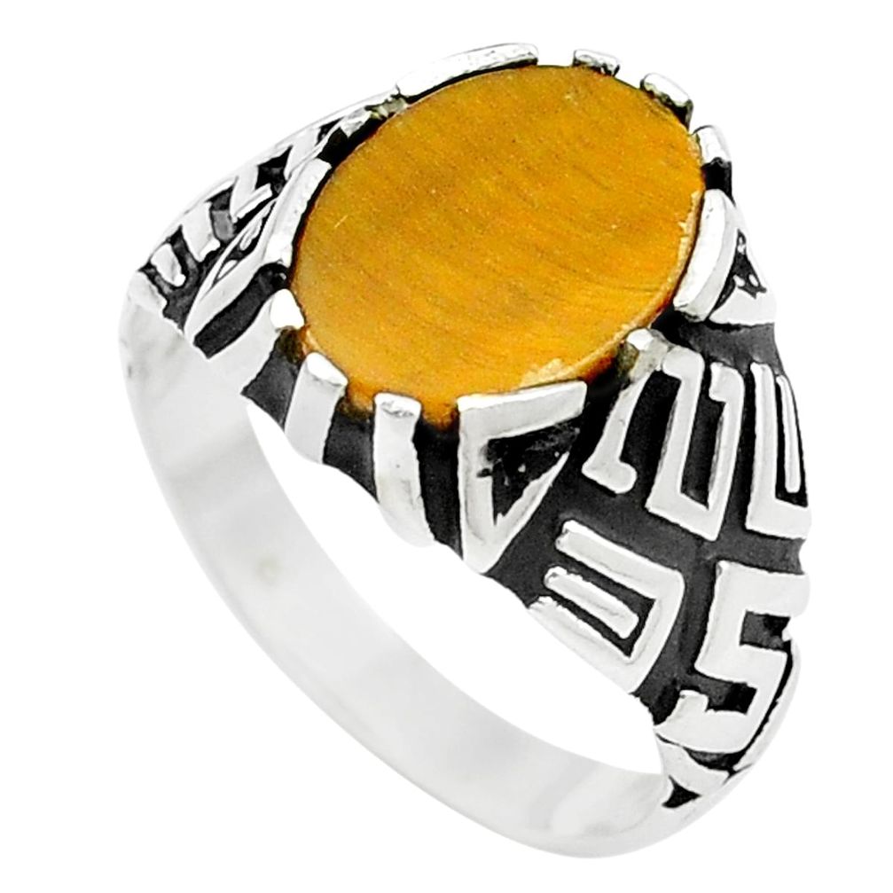 Natural brown tiger's eye 925 sterling silver mens ring size 11 a84613