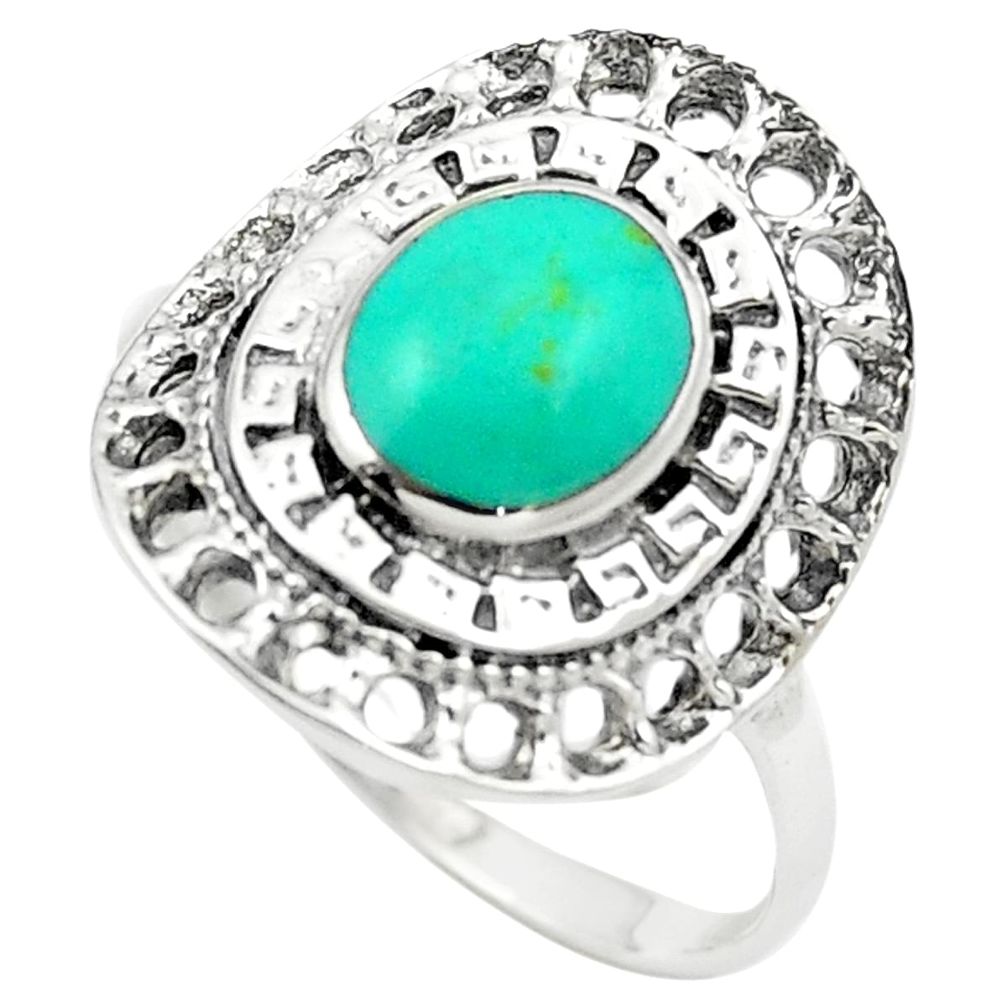 Fine green turquoise enamel 925 sterling silver ring size 8.5 a84698