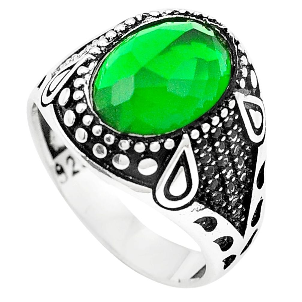 Green emerald quartz topaz 925 sterling silver mens ring size 11 a84703