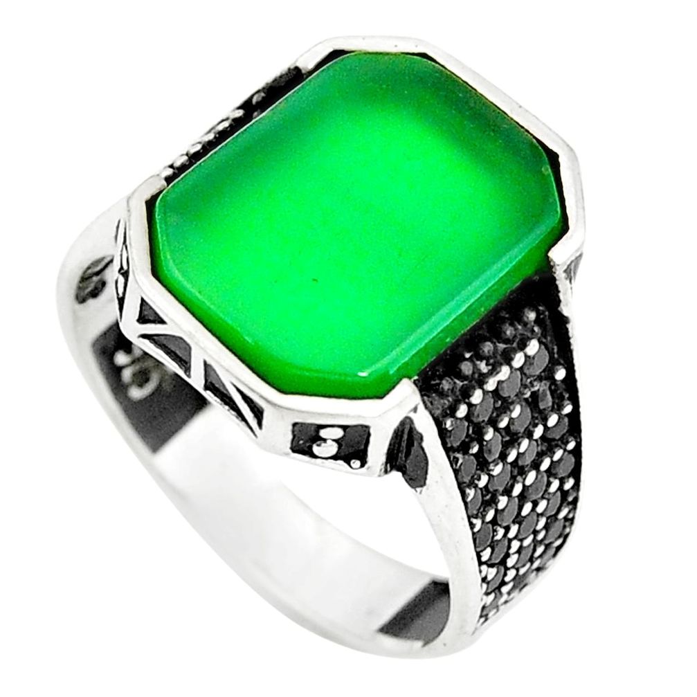 Natural green chalcedony topaz 925 silver mens ring jewelry size 10.5 a84705