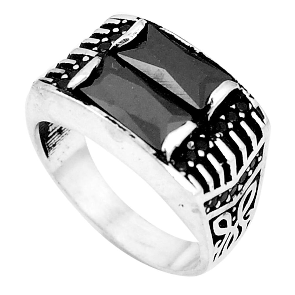 Natural black onyx topaz 925 sterling silver mens ring size 8.5 a84715