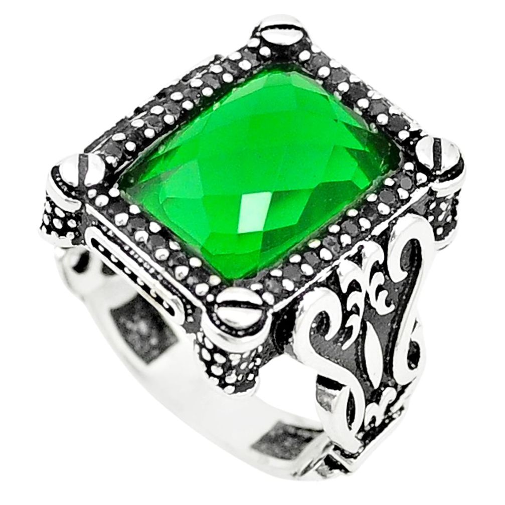 Green emerald quartz topaz 925 sterling silver mens ring size 9 a84717