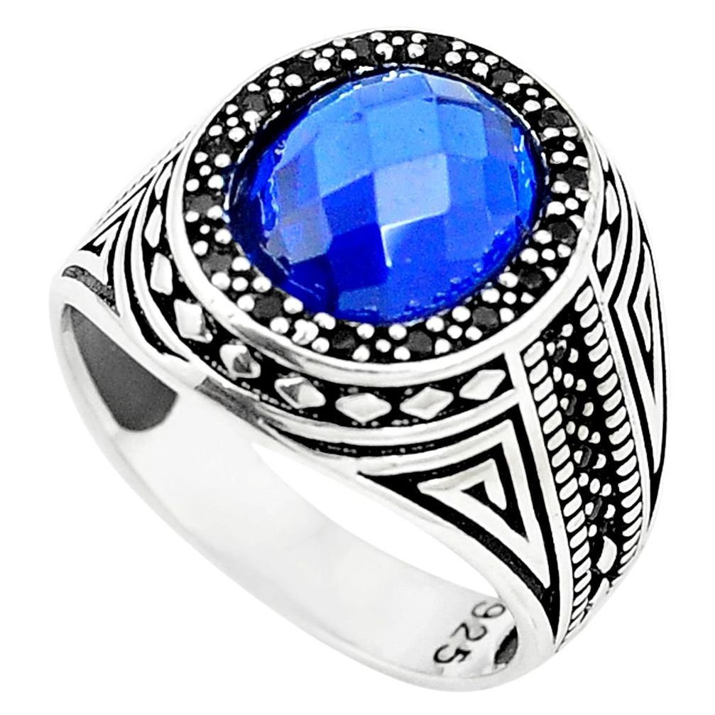 925 silver blue sapphire quartz topaz mens ring jewelry size 10.5 a84724