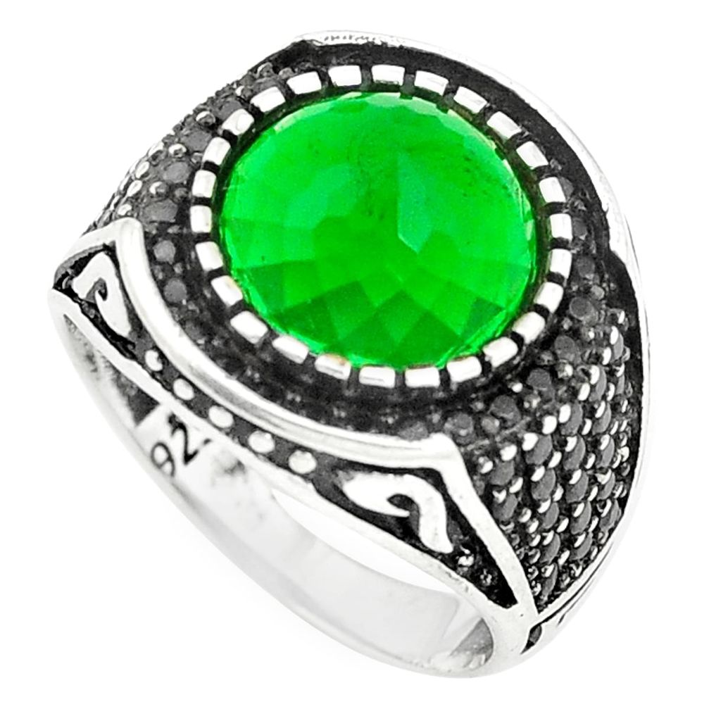 925 sterling silver green emerald quartz topaz mens ring size 9.5 a84745