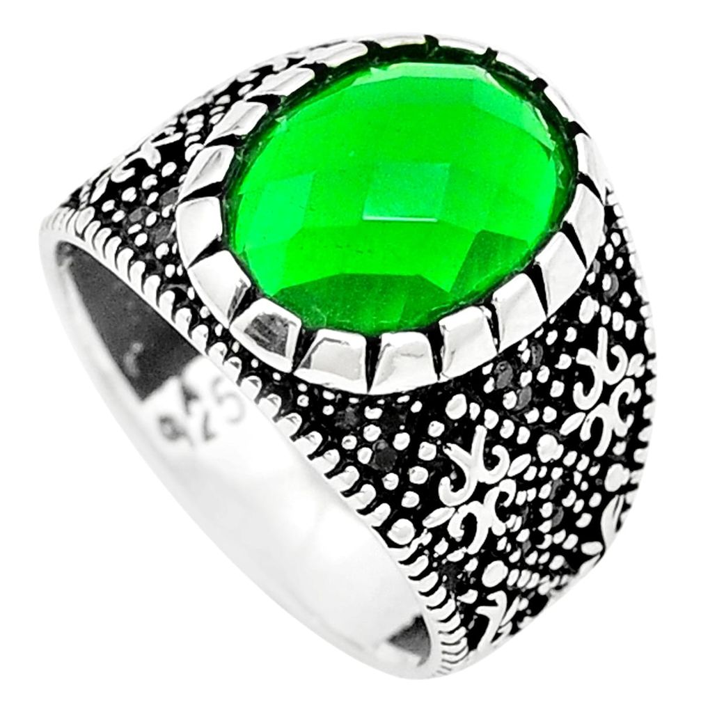 Green emerald quartz topaz 925 sterling silver mens ring size 9.5 a84757