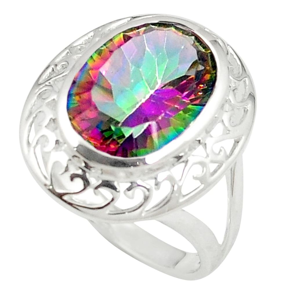 Multi color rainbow topaz 925 sterling silver ring jewelry size 7 a84993