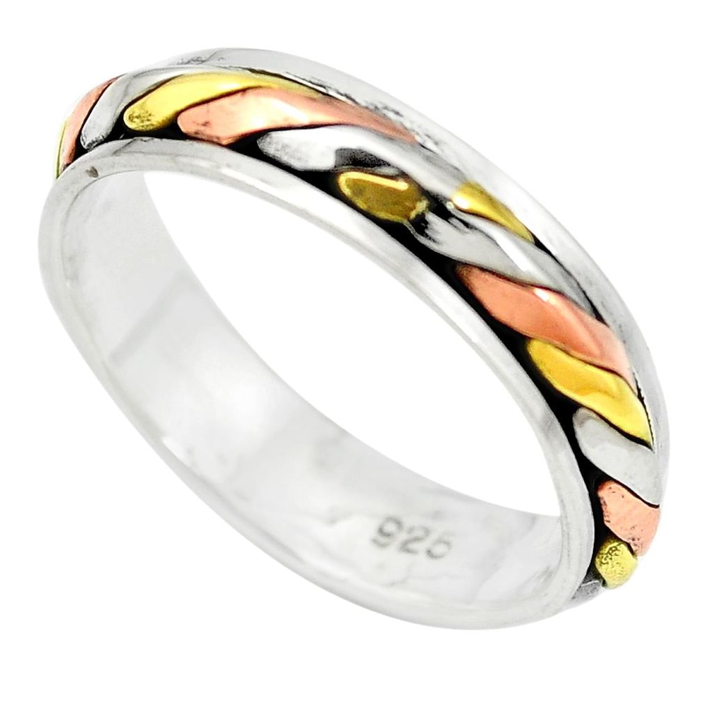 Victorian 925 sterling silver two tone spinner band ring jewelry size 6.5 a85298