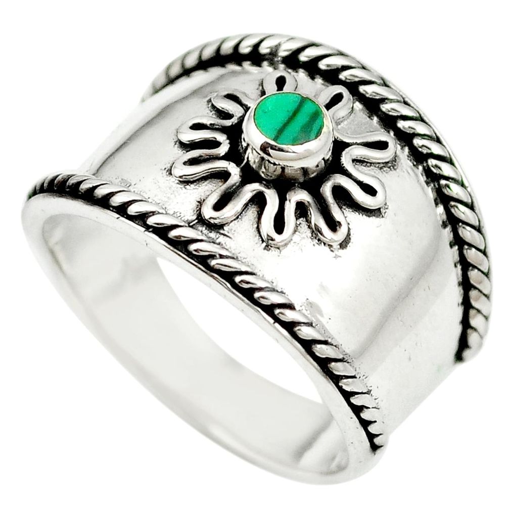 Green malachite (pilot's stone) 925 sterling silver ring size 8.5 a85350