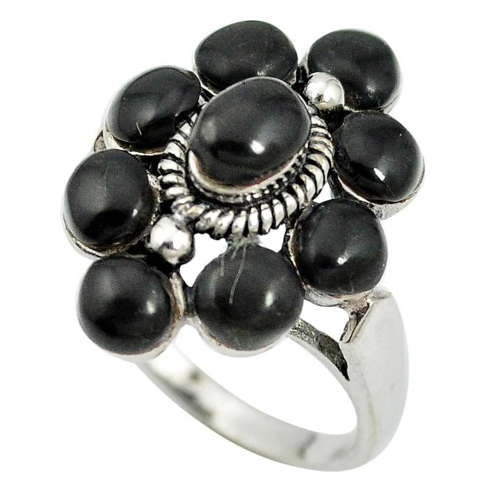 Natural black onyx 925 sterling silver ring jewelry size 6.5 a85377