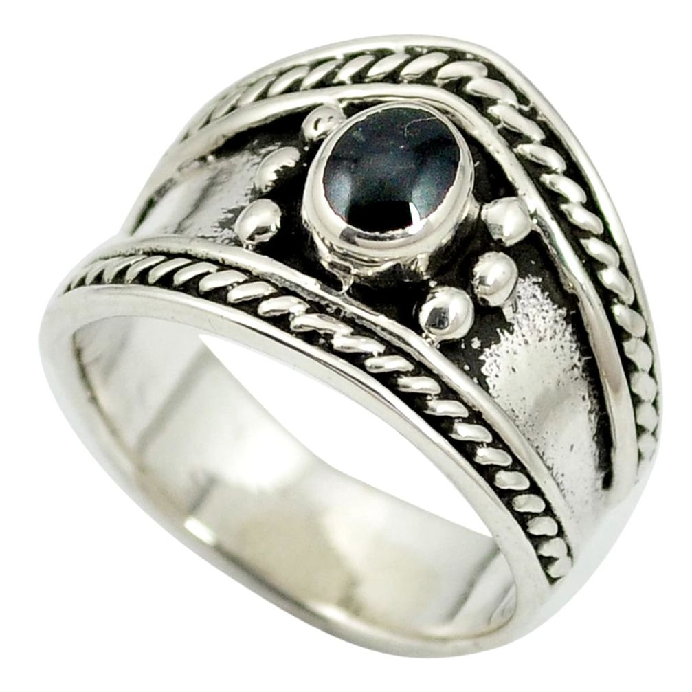 925 sterling silver black onyx enamel ring jewelry size 5.5 a85400