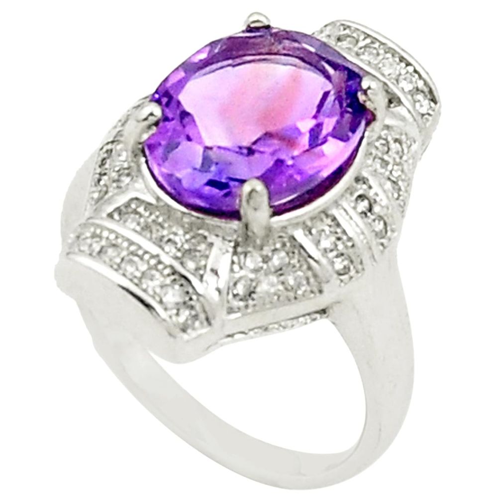 Natural purple amethyst topaz 925 sterling silver ring size 7.5 a85697