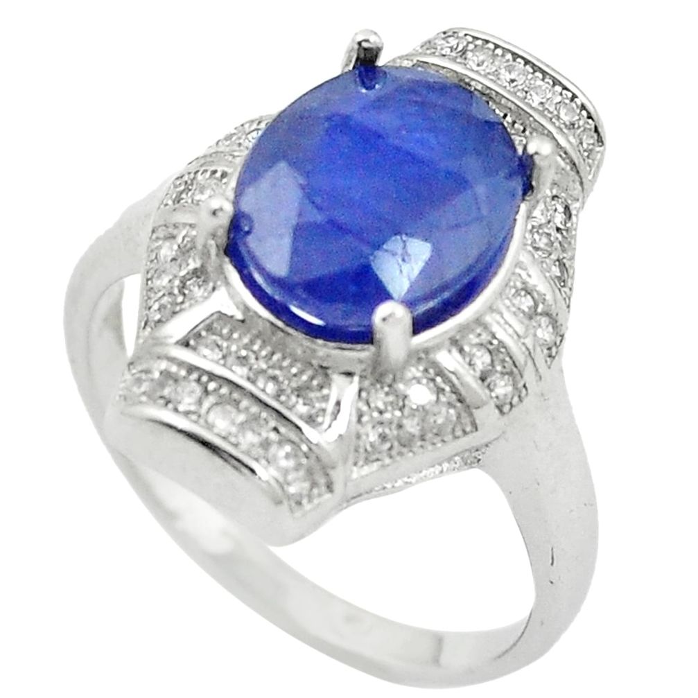 5.43cts natural blue sapphire topaz 925 sterling silver ring size 8 a85734