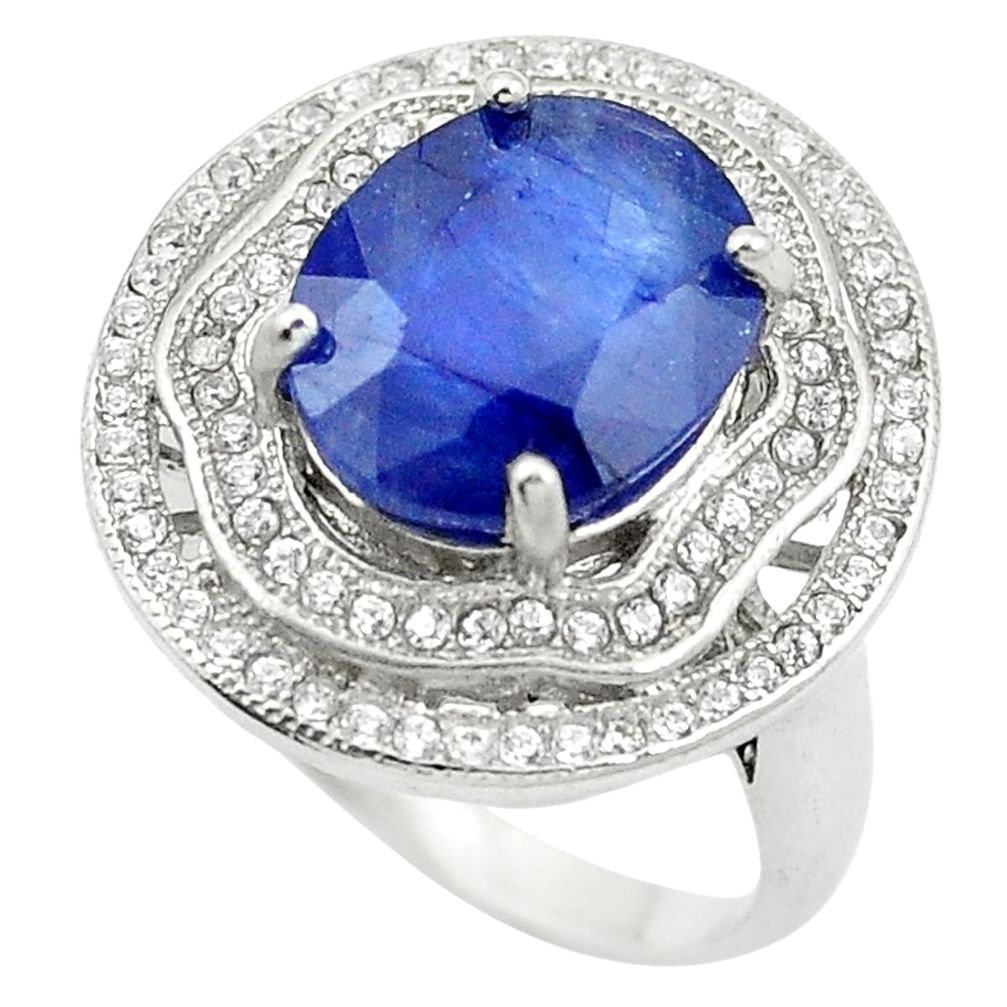 5.47cts natural blue sapphire topaz 925 sterling silver ring size 7.5 a85738