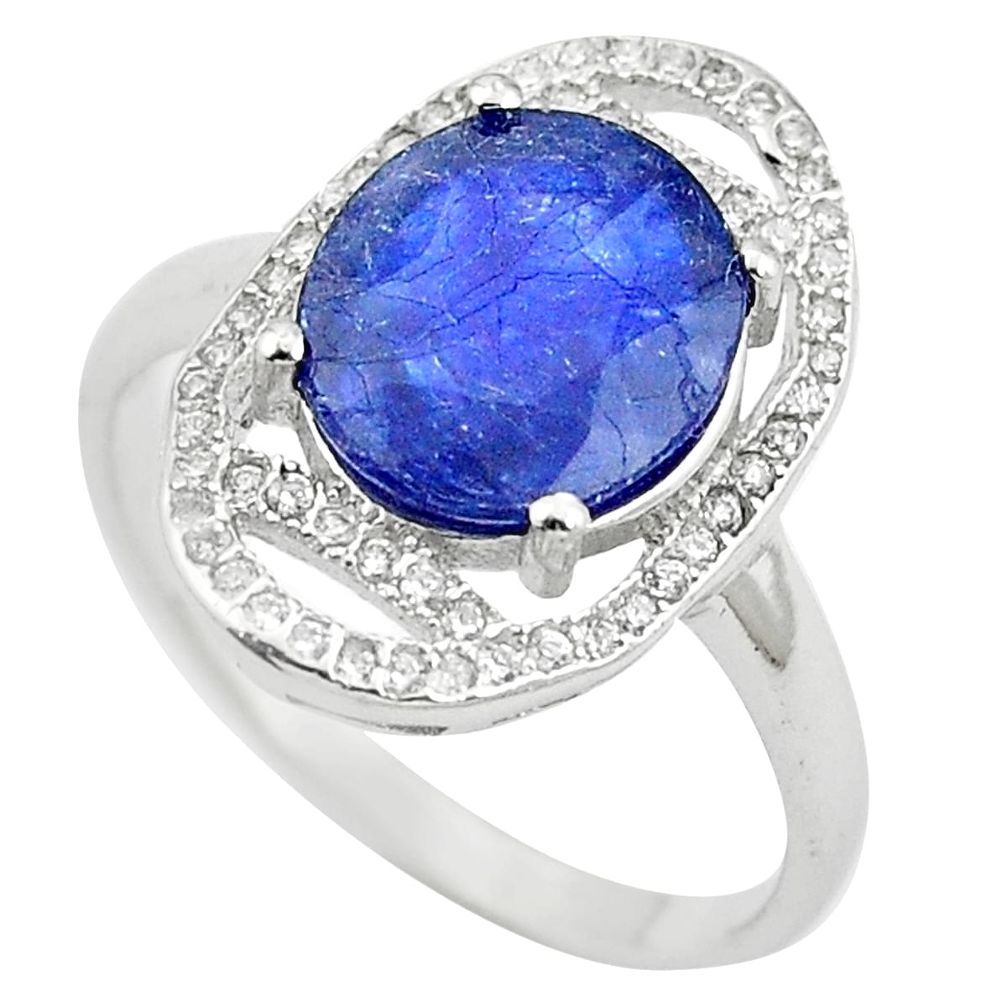 925 sterling silver natural blue sapphire white topaz ring size 9 a85757