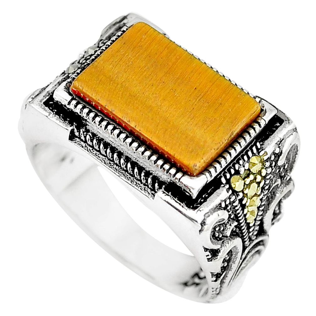 Brown tiger's eye 925 sterling silver mens ring jewelry size 10.5 a86935