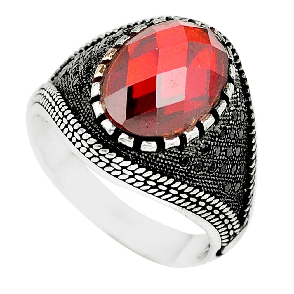 Red garnet quartz topaz 925 sterling silver mens ring size 11 a87058