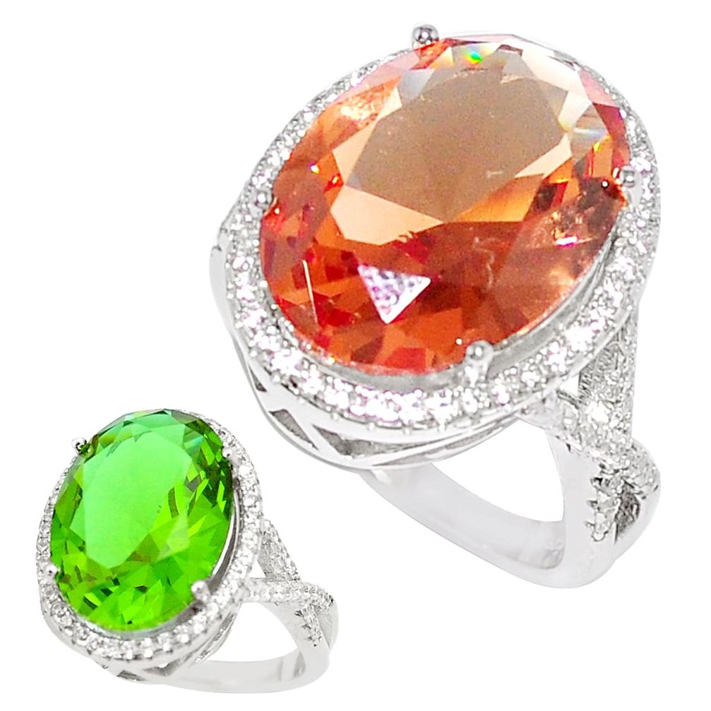 13.07cts green alexandrite (lab) topaz 925 silver solitaire ring size 6 a87422