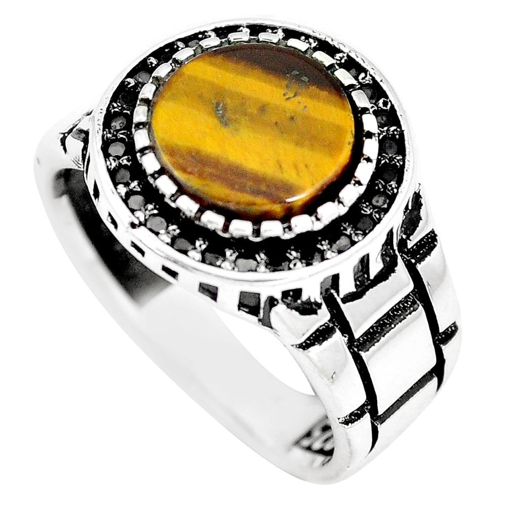 925 silver 6.76cts brown tiger's eye topaz mens ring jewelry size 9 a88040