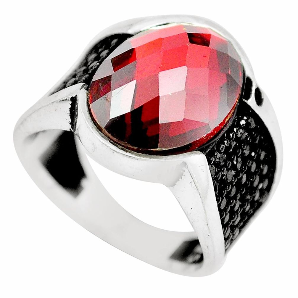 11.38cts red garnet quartz topaz 925 sterling silver mens ring size 10 a88078