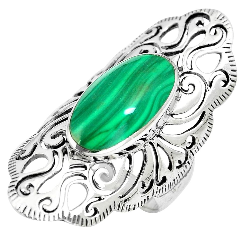 5.12cts green malachite (pilot's stone) 925 silver ring jewelry size 7 a88084