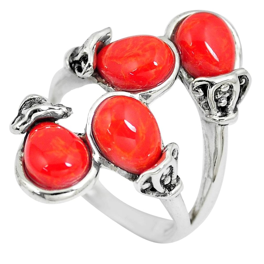 8.68cts pink coral 925 sterling silver ring jewelry size 7 a88115