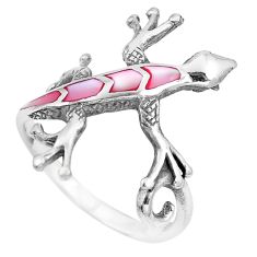 4.89gms pink pearl enamel 925 silver lizard ring jewelry size 7.5 a88775