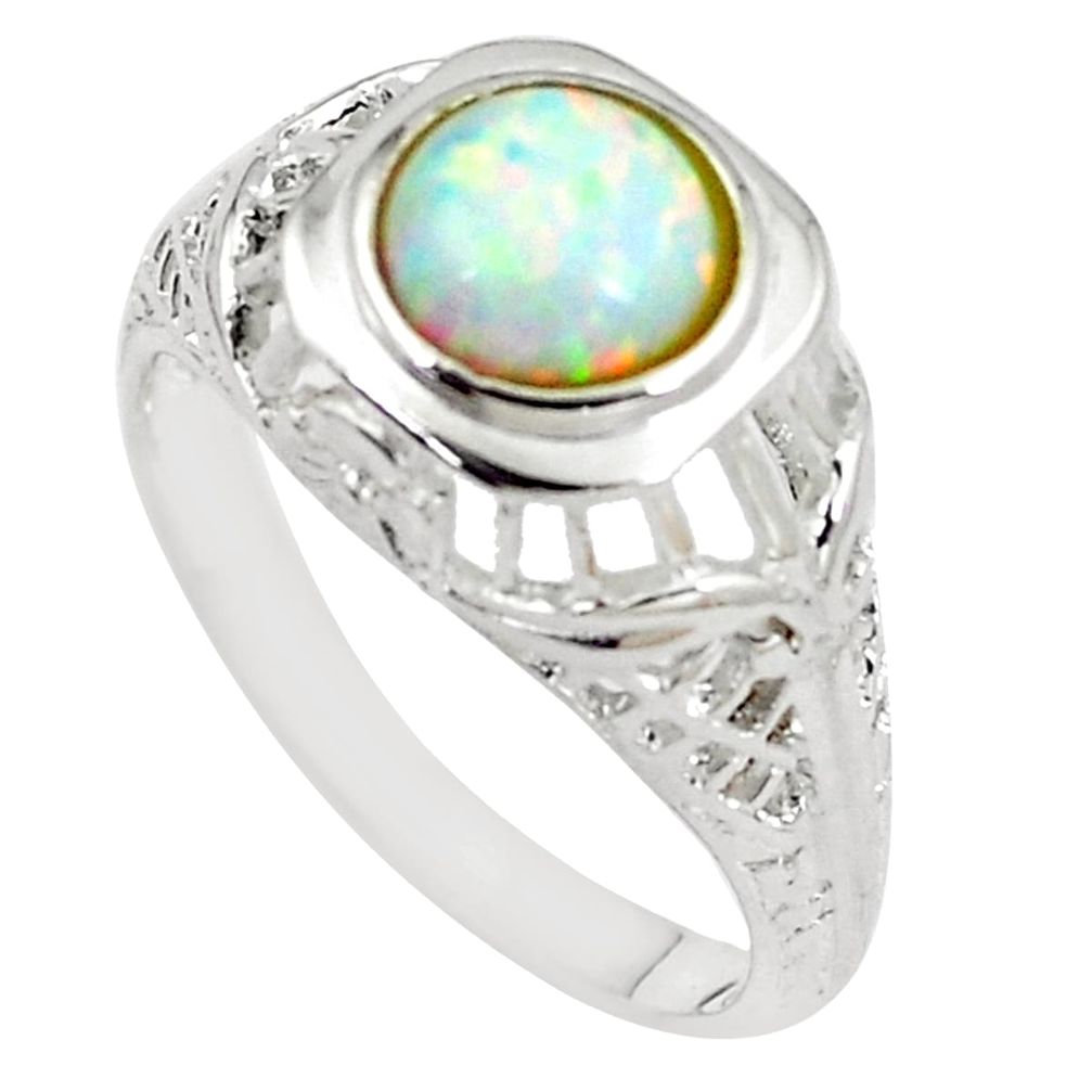 1.40cts pink australian opal (lab) 925 silver solitaire ring size 9 a89155