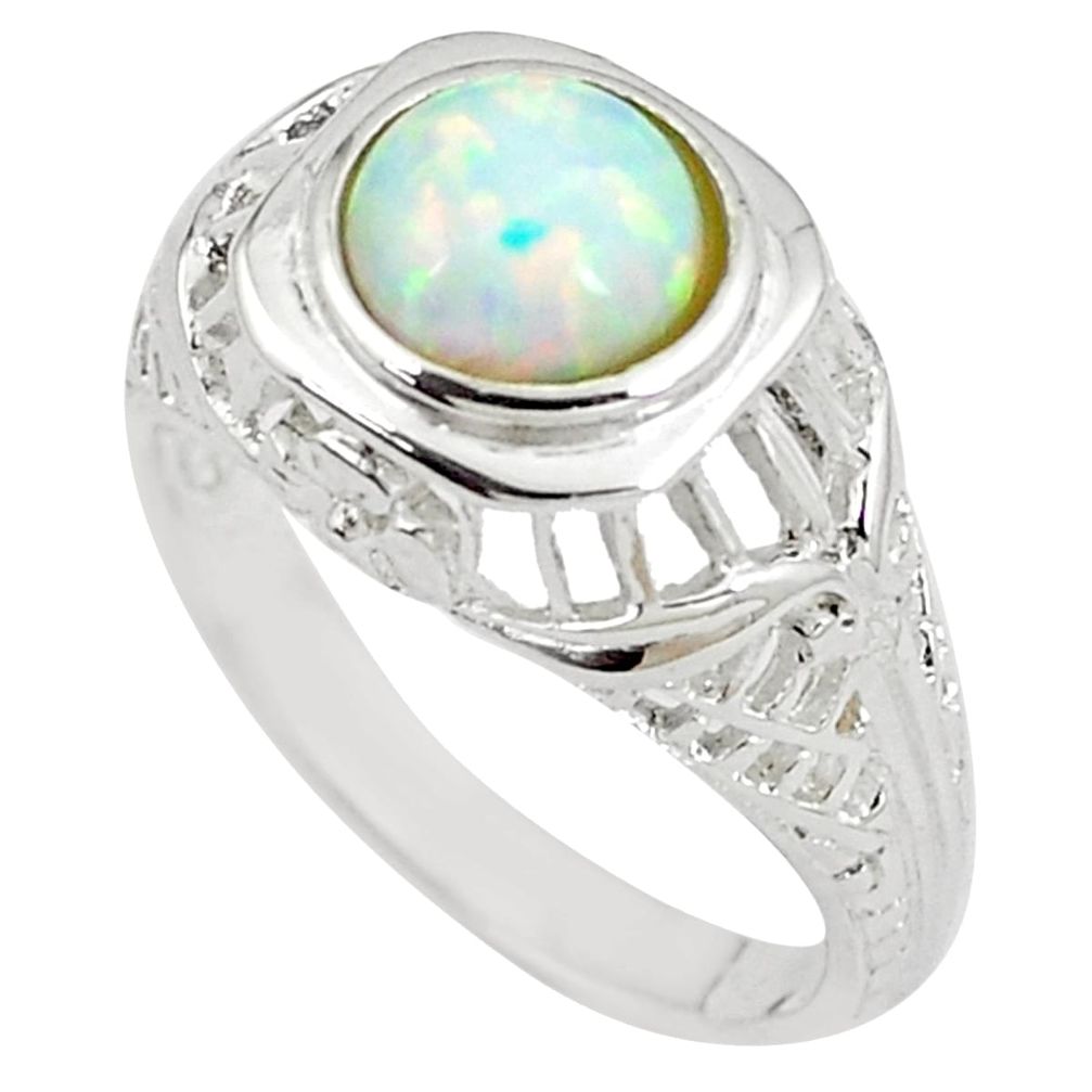 925 silver 1.34cts pink australian opal (lab) solitaire ring size 7 a89158