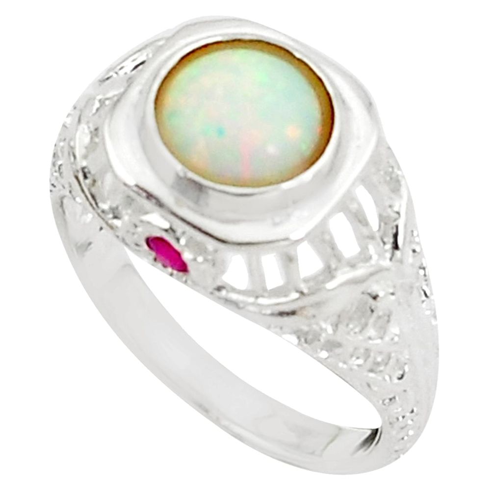 2.13cts pink australian opal (lab) ruby 925 sterling silver ring size 7 a89162