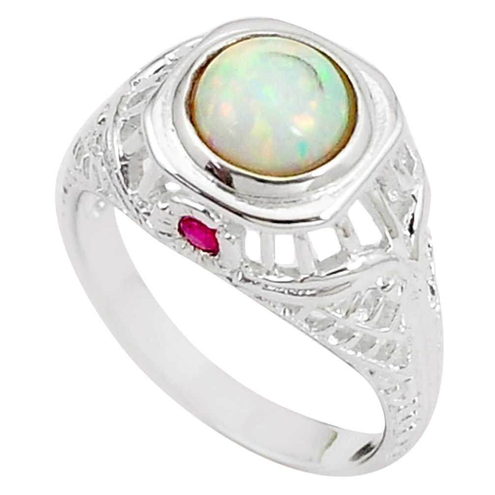 2.33cts pink australian opal (lab) ruby 925 sterling silver ring size 8 a89164