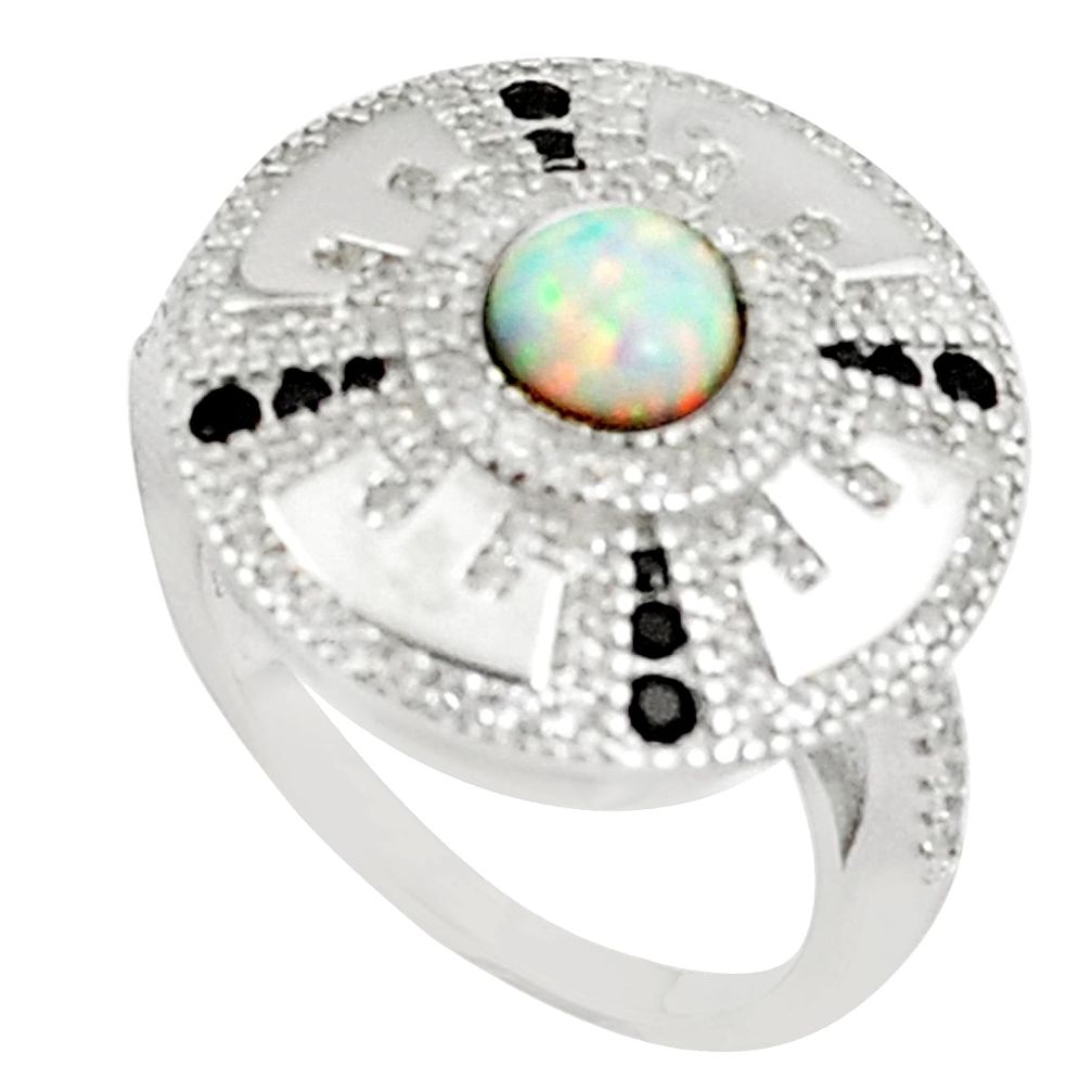 1.16cts pink australian opal (lab) topaz 925 sterling silver ring size 6 a89176