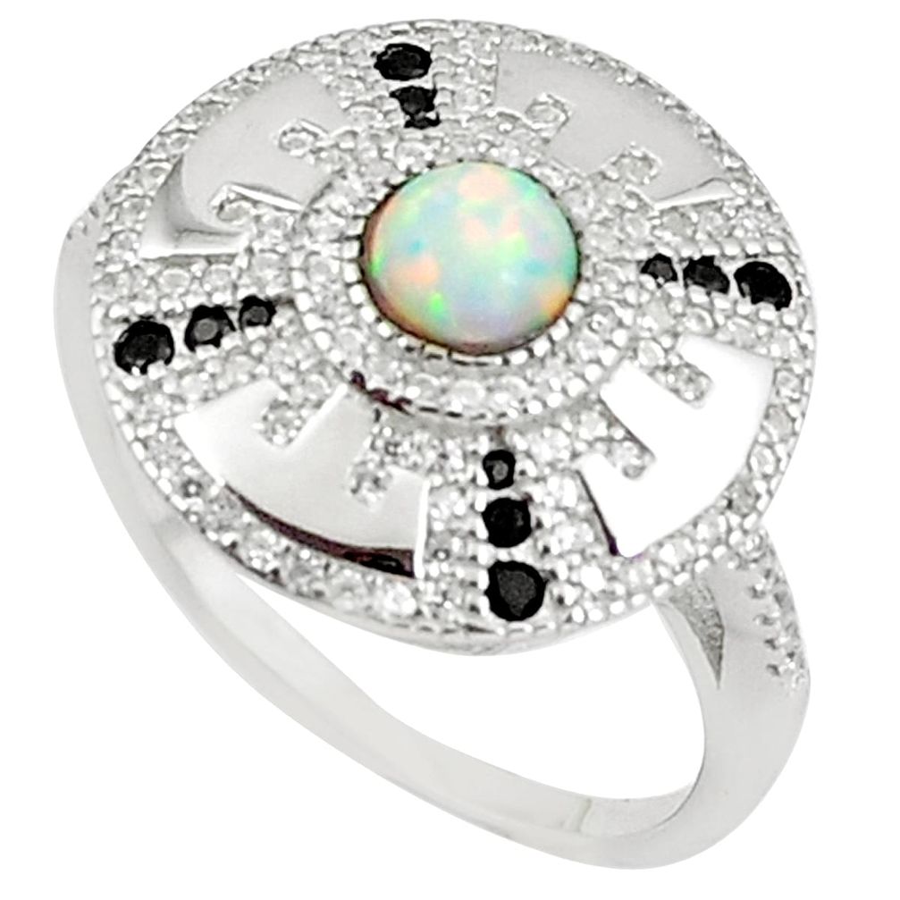 1.17cts pink australian opal (lab) topaz 925 silver ring jewelry size 8.5 a89179