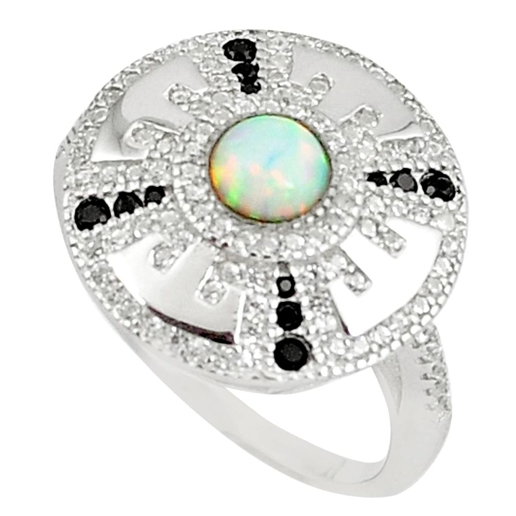 1.17cts pink australian opal (lab) topaz 925 sterling silver ring size 8 a89180