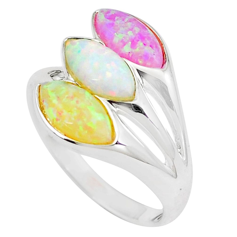 3.93cts pink australian opal (lab) 925 sterling silver ring size 9 a89269