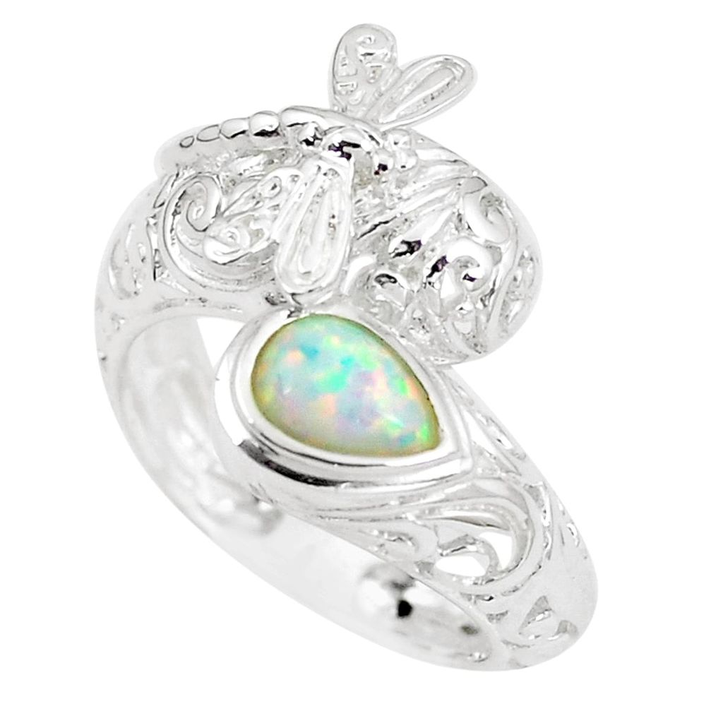 0.97cts pink australian opal (lab) 925 sterling silver ring size 8 a89275