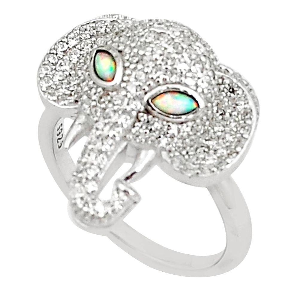 2.73cts pink australian opal (lab) 925 silver elephant ring size 8.5 a89406